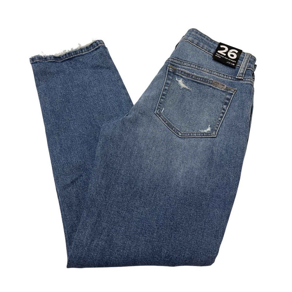 Joes Jeans Lara Mid‎ Rise Straight Leg Ankle Size 26 Distressed Denim Casual